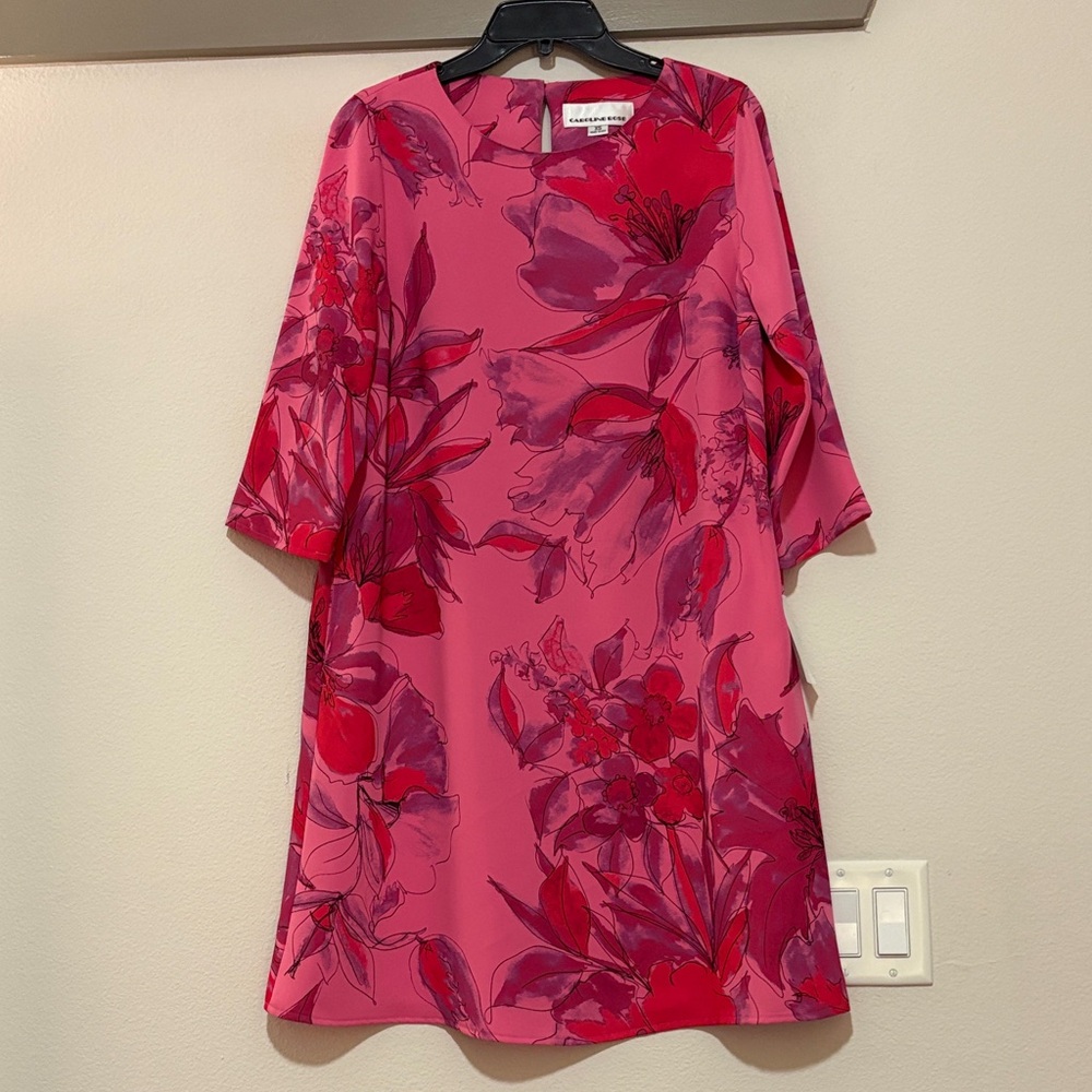Caroline Rose Pink Floral Print Dress SZ XS NWT - Picture 2 of 5
